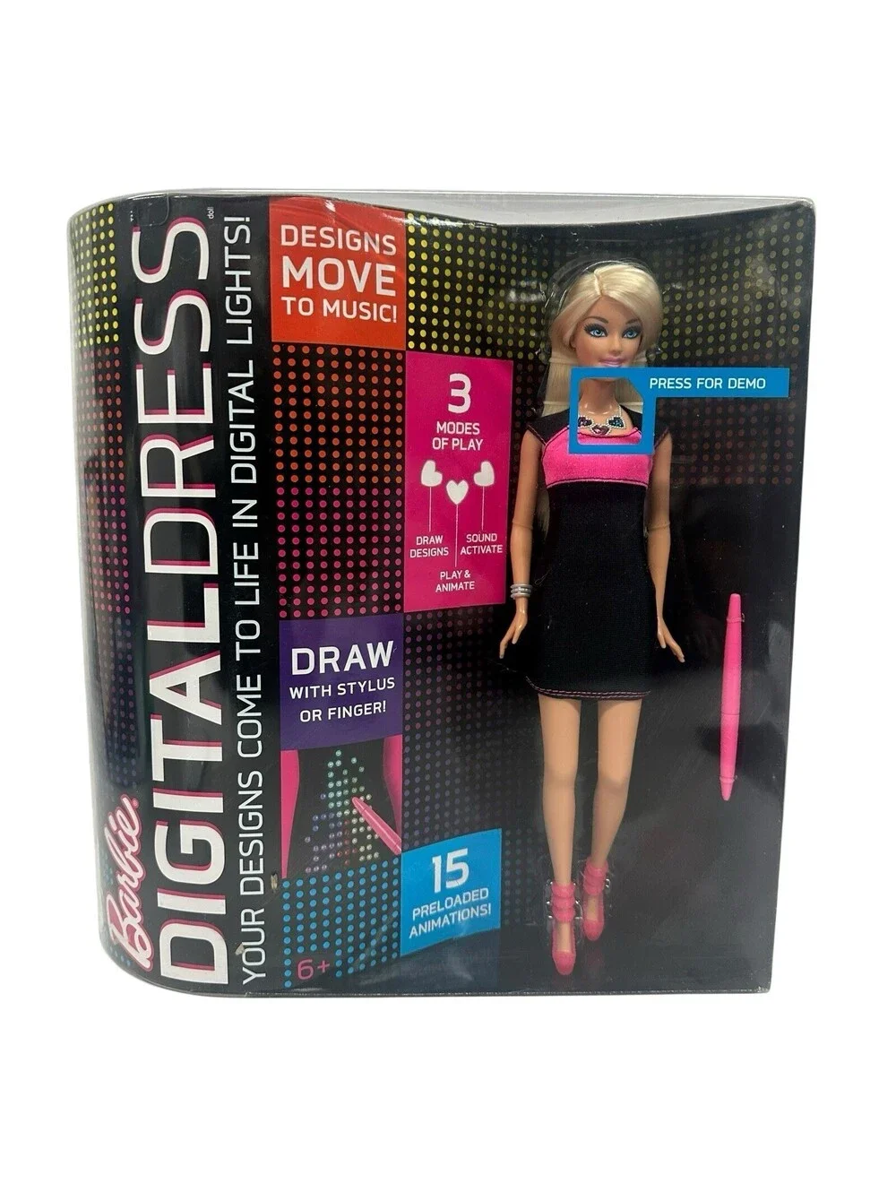 Read- Open box 2013 Digital Dress Barbie Doll Y8178 Light up Dress!!